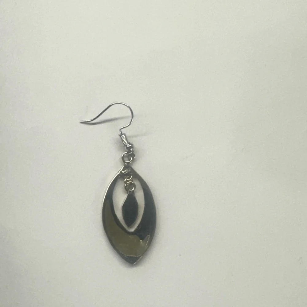 Vintage Taxco Mexican Alpaca Abalone Double Teardrop Earrings - Picture 2 of 6